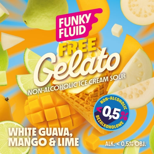 Funky Fluid Free Gelato White Guava, Mango & Lime beer without alcohol 0.5%